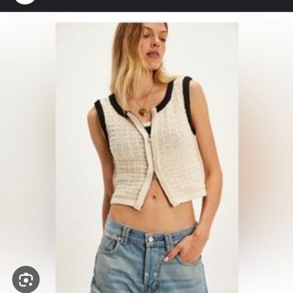 We The Free Black and Cream Crop Top
